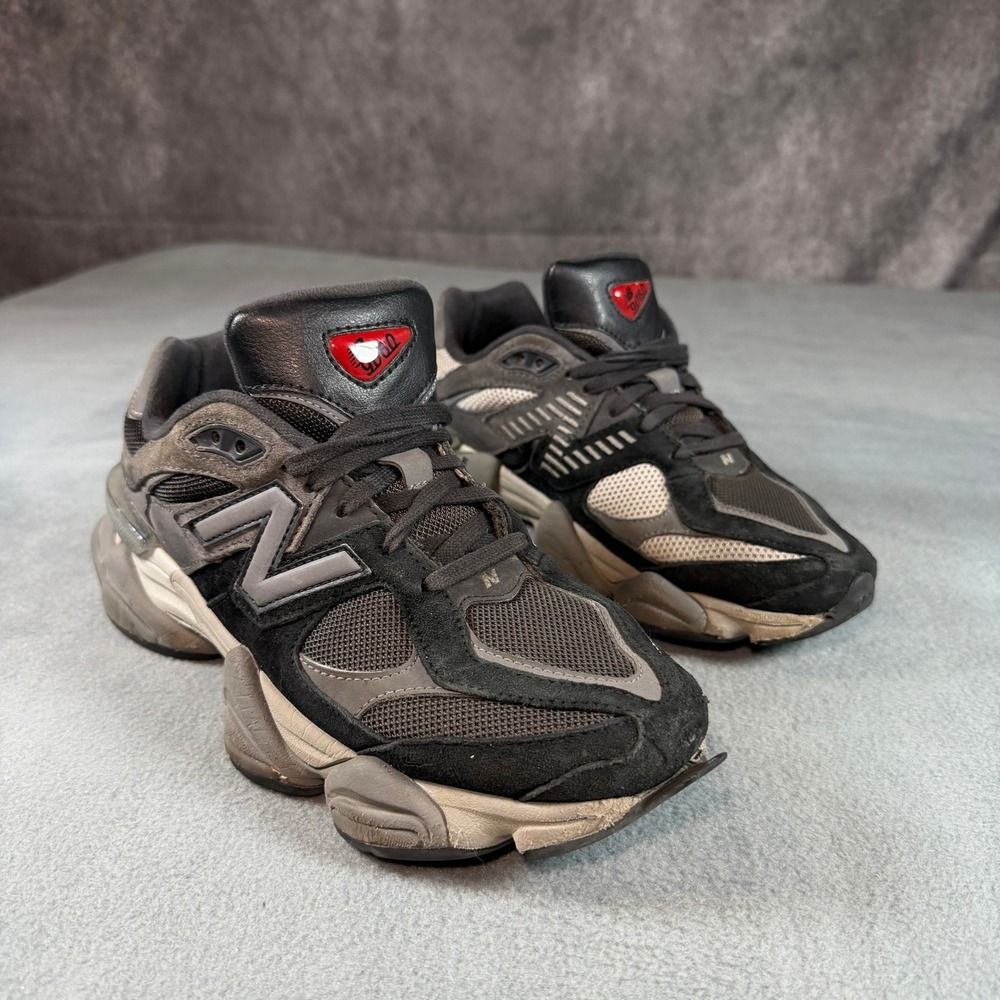 New Balance 9060 Black Grey White Red Suede Mesh Sneakers U9060BLK Men Size 6.5